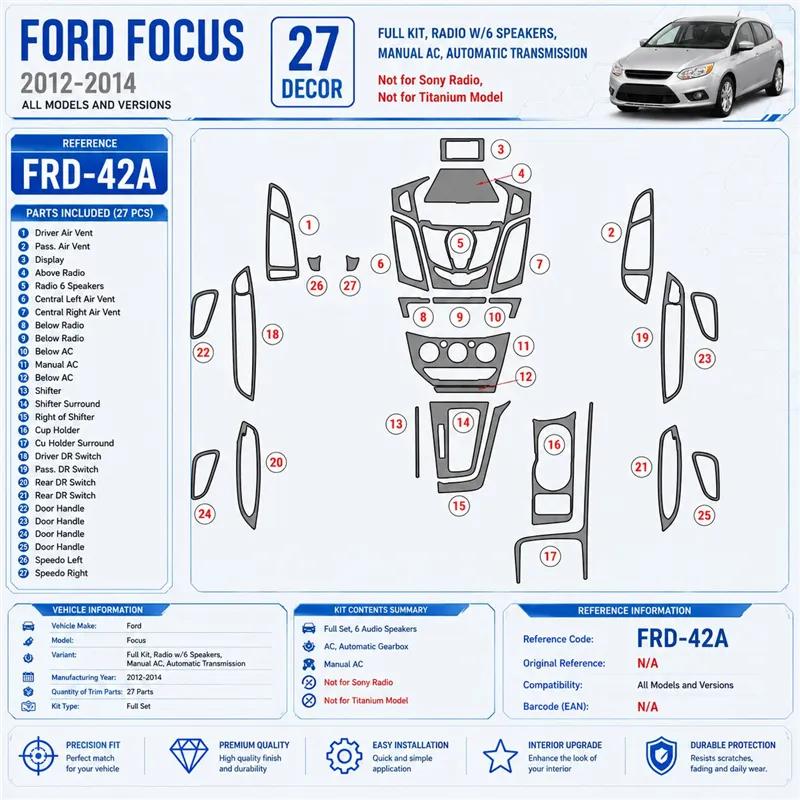 Ford Focus 2012-heute 3D Cockpit Dekor Interieurleisten Set Full Set / as shown in product diagram-teilig