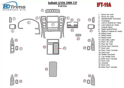 Infiniti QX56 2008-UP Full Set Decor de carlinga su interior