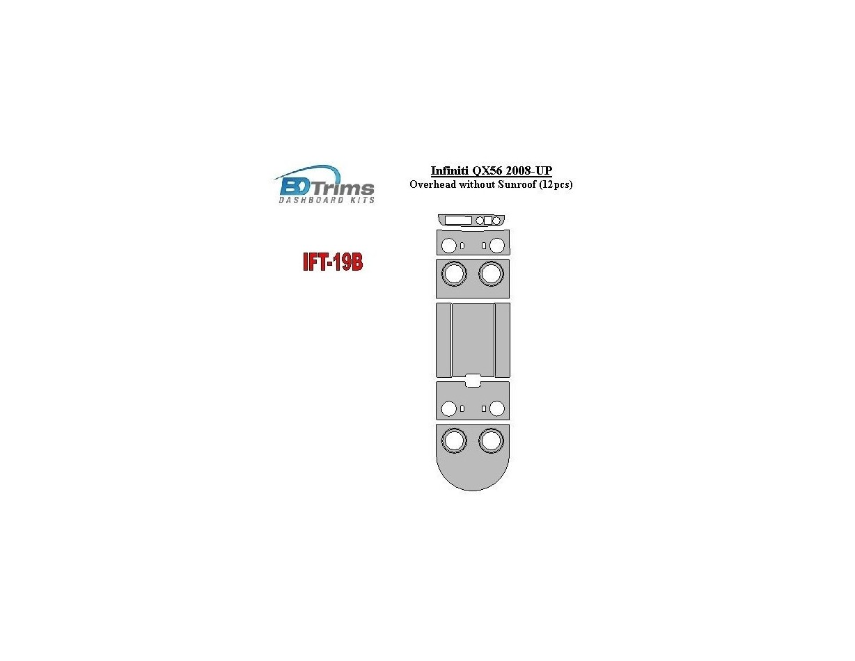 Infiniti QX56 2008-UP Overhead Without Sunroof BD Interieur Dashboard Bekleding Volhouder