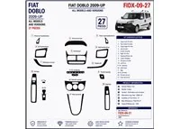 Fiat Doblo 2009+ 3D Armaturenbrett-Dekor-Set, 27 Teile