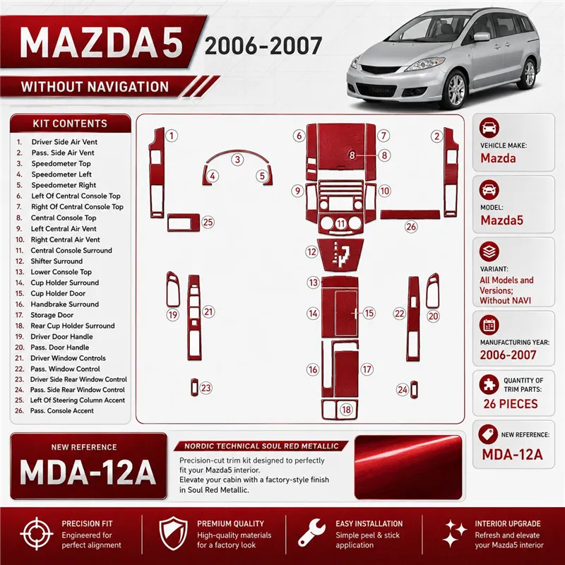 Mazda Mazda5 2006-2007 Without NAVI Interior Dashboard Trim Kit Dash Trim Dekor