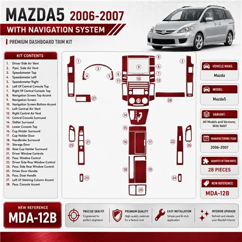 Mazda Mazda5 2006-2007 3D Cockpit Dekor Interieurleisten Set As shown in product diagram-teilig