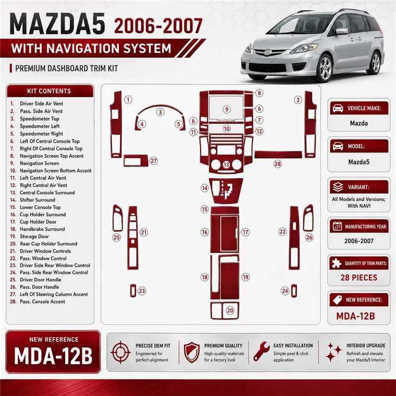 Mazda Mazda5 2006-2007 With NAVI interieur dashboard decoratieset dashboard decor