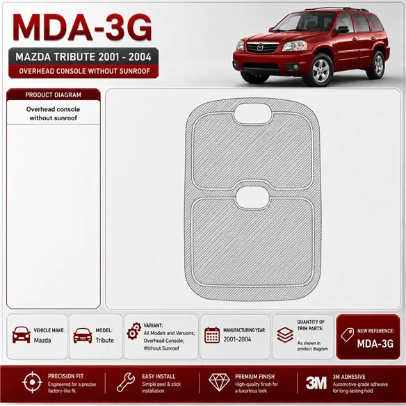 Mazda Tribute 2001-2004 Overhead Console, Without Sunroof kit de molduras interiores para salpicadero