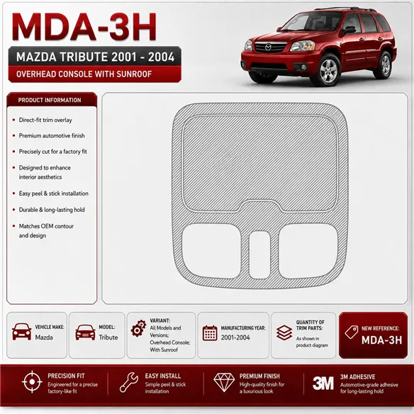 Mazda Tribute 2001-2004 Overhead Console, avec Sunroof kit décoration intérieure tableau de bord