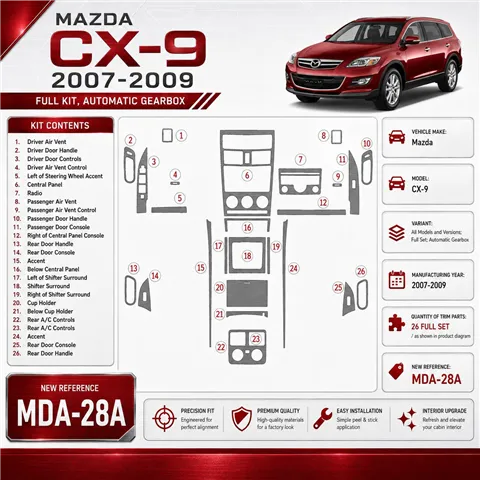 Mazda CX9 2007-2009 Full Set, Automatic Gear interieur dashboard decoratieset dashboard decor