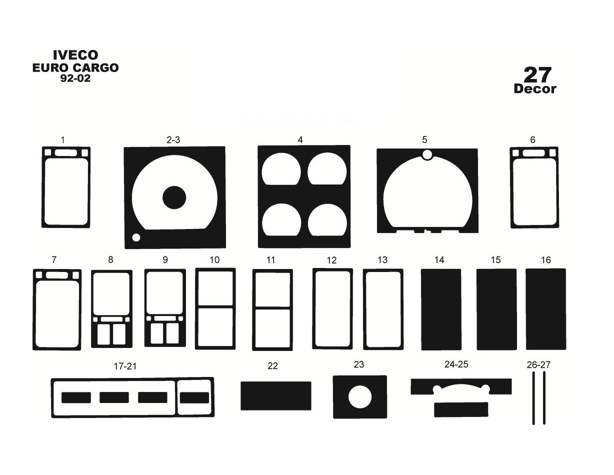Iveco Euro Cargo 01.92 - 01.02 Kit Rivestimento Cruscotto all'interno del veicolo Cruscotti personalizzati 27-Decori