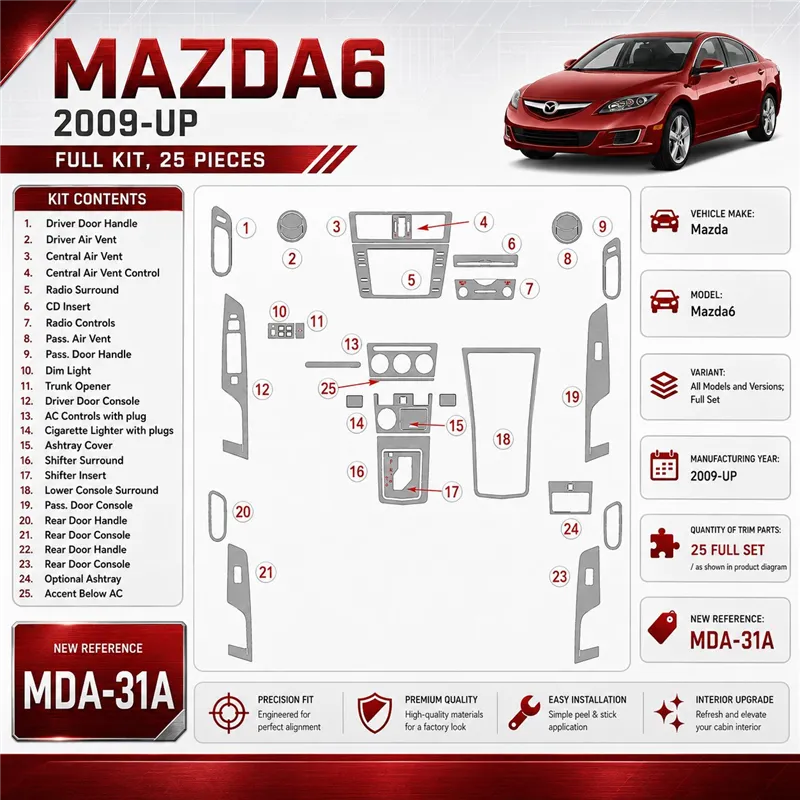 Mazda Mazda6 2009-heden Full Set interieur dashboard decoratieset dashboard decor