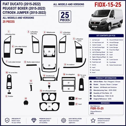 Fiat Ducato 2014 kit salpicadero 3D, 25 piezas 2
