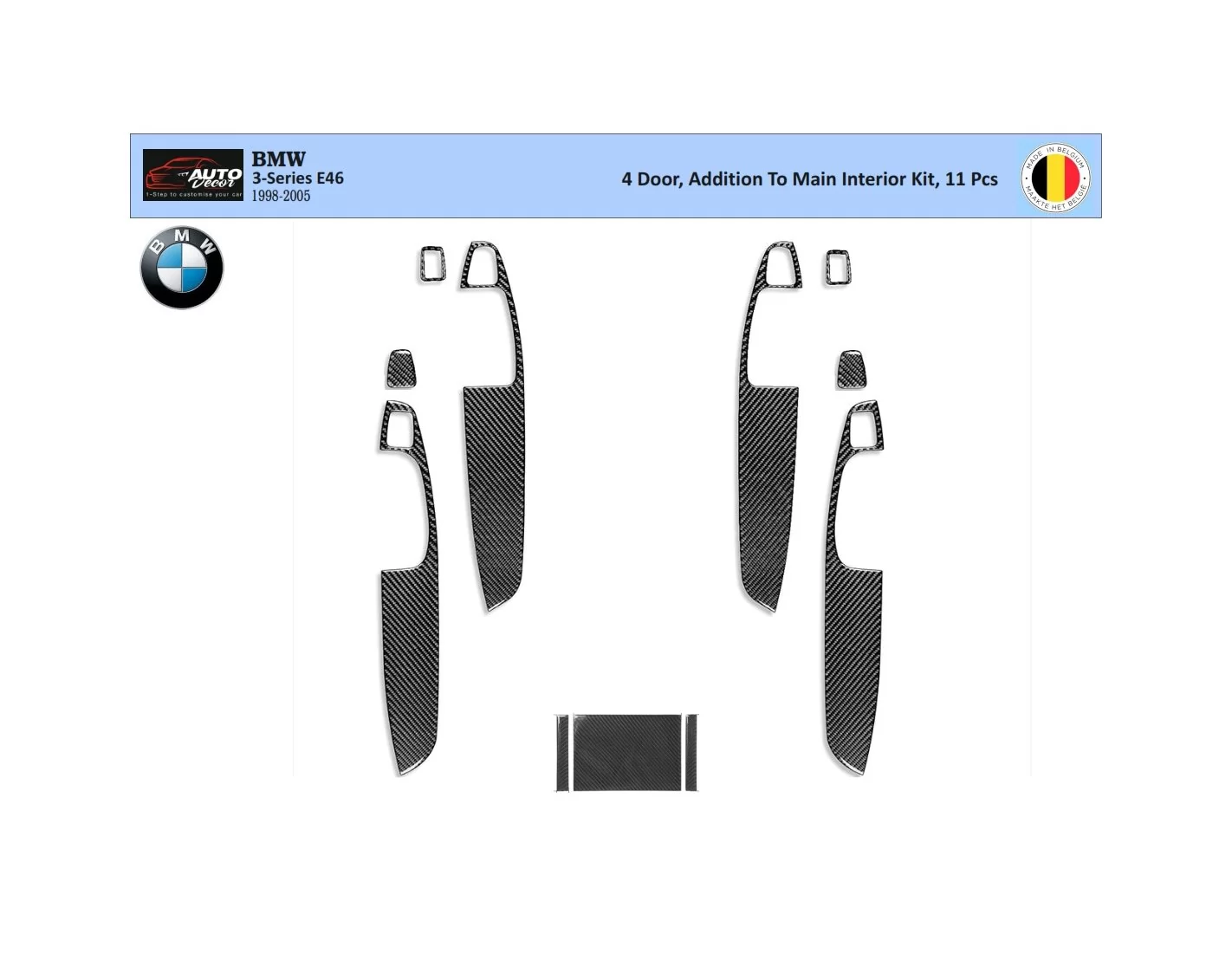 BMW 3 Series E46 04.98-12.04 3D Decor de carlinga su interior del coche 11-Partes