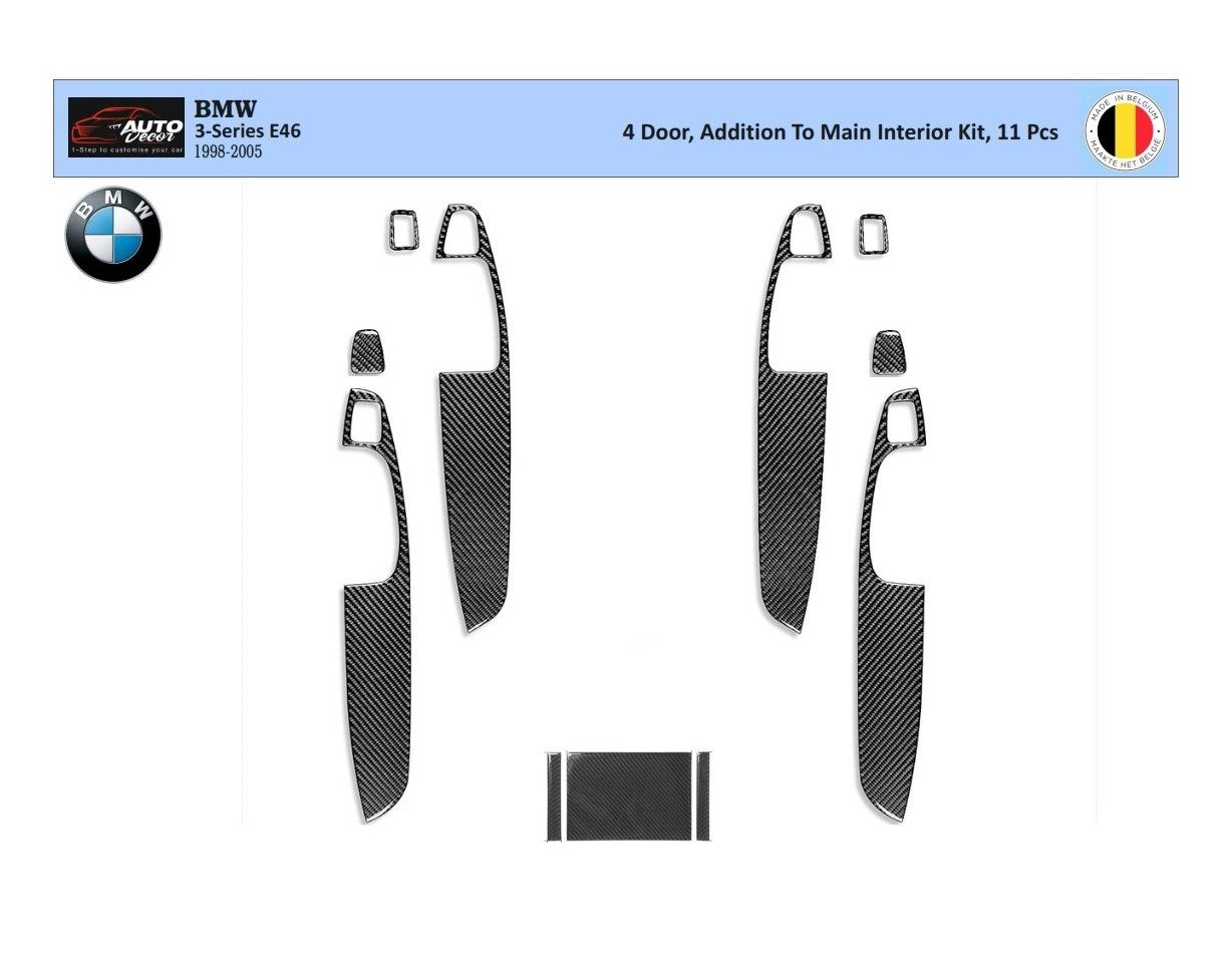 BMW 3er E46 04.98-12.04 3D Innenausstattung Armaturenbrett Trim Kit Dash Trim Dekor 11-teilig