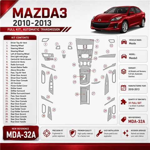 Mazda Mazda3 2010-2013 juego completo, Automatic Gear kit de molduras interiores para salpicadero