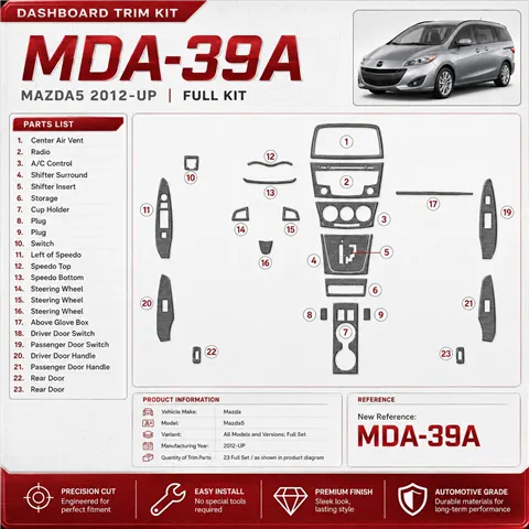 Mazda Mazda5 2012-heden Full Set interieur dashboard decoratieset dashboard decor