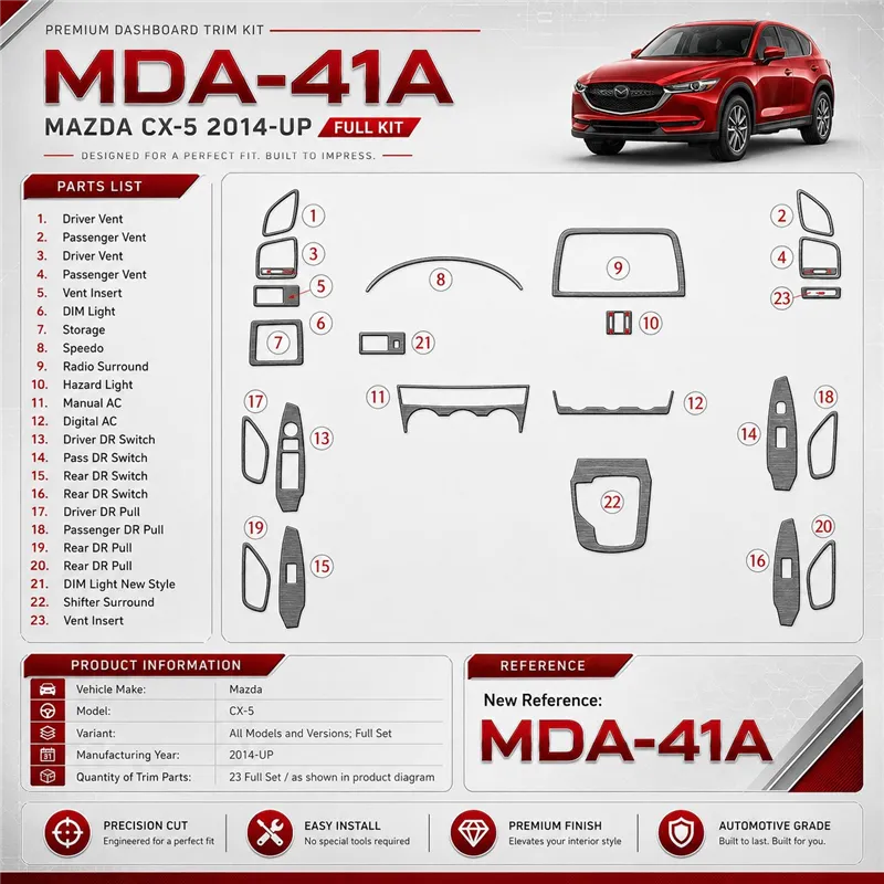 Mazda CX-5 2014-Actualidad juego completo kit de molduras interiores para salpicadero