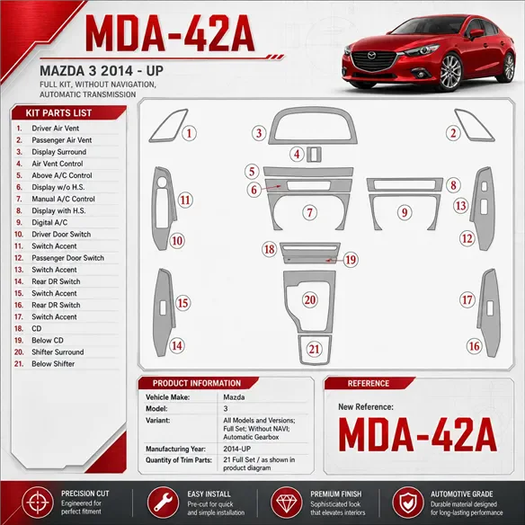 Mazda 3 2014-heute 3D Cockpit Dekor Interieurleisten Set Full Set / as shown in product diagram-teilig