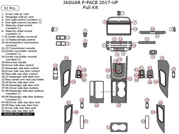 Jaguar F-PACE 2017-UP Full Set Decor de carlinga su interior -52-pcs