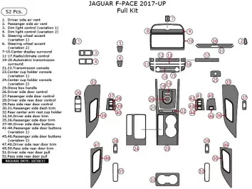 Jaguar F-PACE 2017-UP Full Set Interior Dash Trim Kit 52 Parts