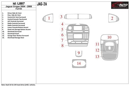 Jaguar X-Type 2003-UP BD Interieur Dashboard Bekleding Volhouder