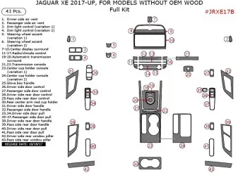 Jaguar XE 2017-2018 Full Set Decor de carlinga su interior -43-pcs