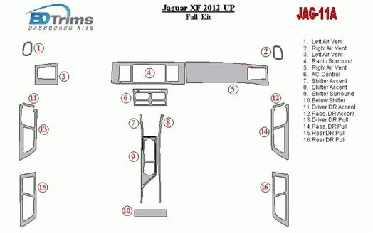Jaguar XF 2012-UP Voll Satz BD innenausstattung armaturendekor