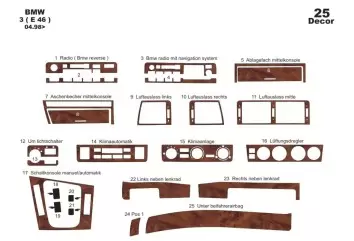 BMW 3 Series E46 04.98-12.04 3M 3D Interior Dashboard Trim Kit Dash Trim Dekor 25-Parts
