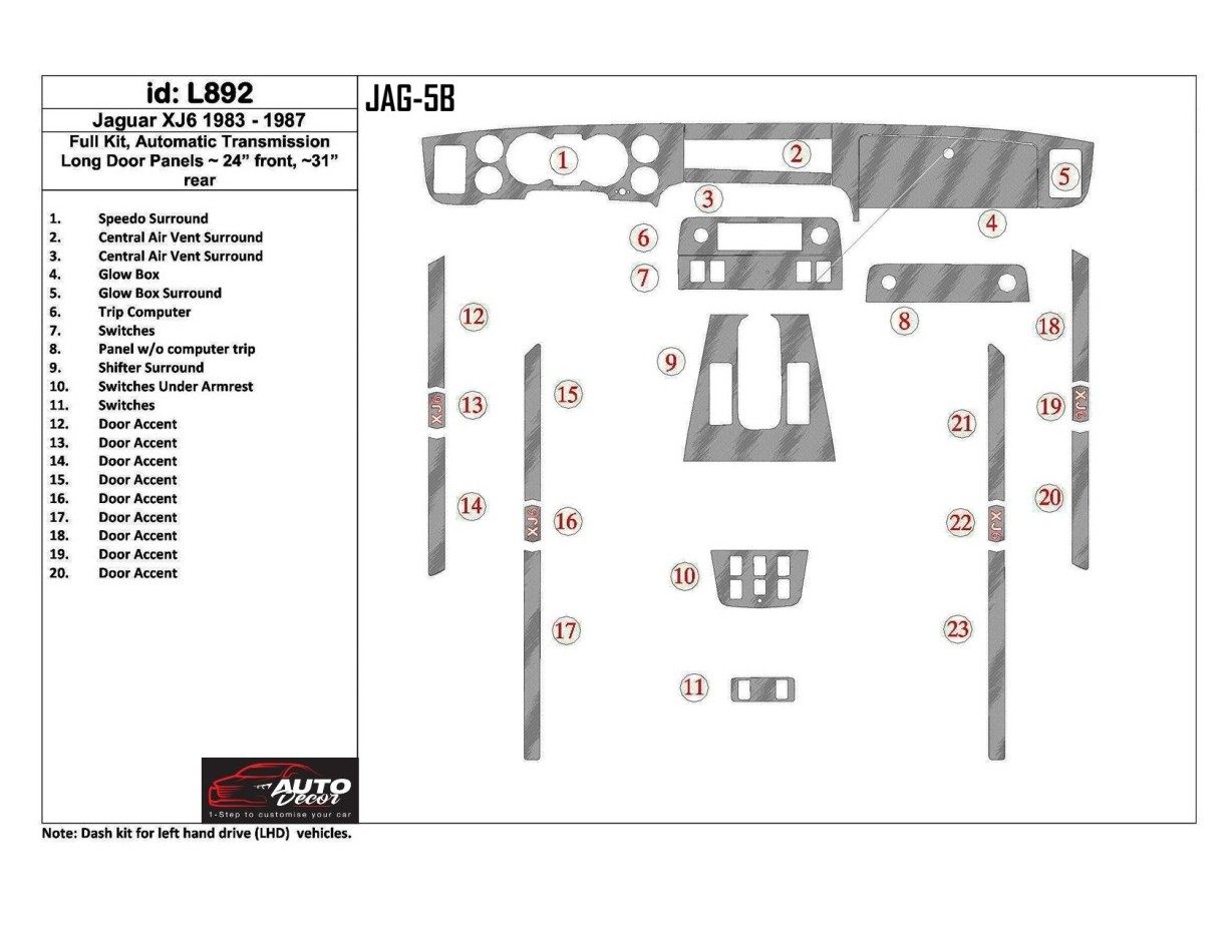 Jaguar XJ6 1983-1987 Interior BD Dash Trim Kit