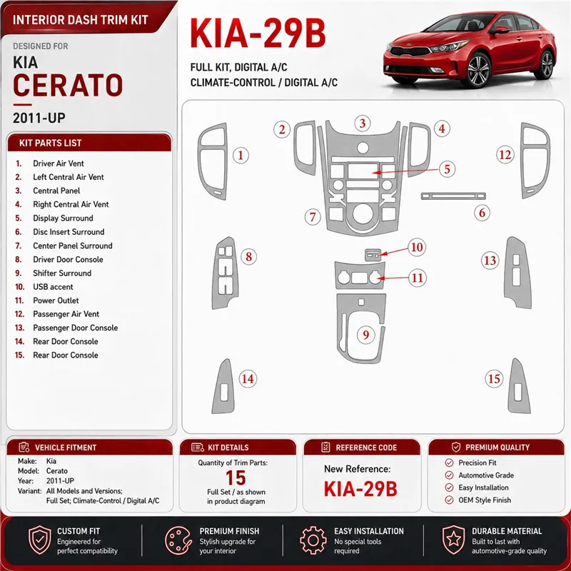 KIA Cerato 2011-Actualidad juego completo, Climate-Control kit de molduras interiores para salpicadero