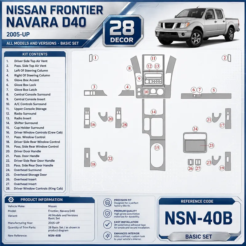 Nissan Frontier 2005-heute 3D Cockpit Dekor Interieurleisten Set Basic Set / as shown in product diagram-teilig