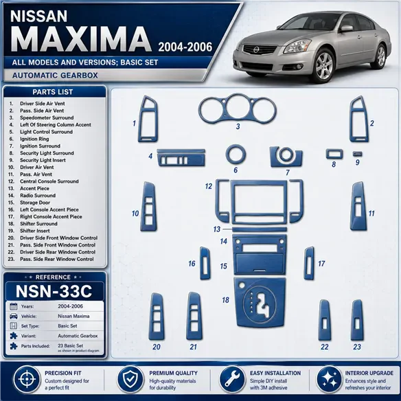 Nissan Maxima 2004-2006 3D Cockpit Dekor Interieurleisten Set Basic Set / as shown in product diagram-teilig