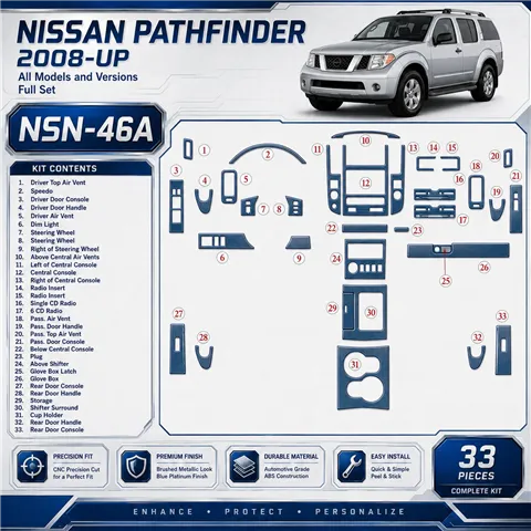 Nissan Pathfinder 2008-heden Full Set interieur dashboard decoratieset dashboard decor