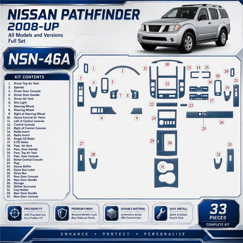 Nissan Pathfinder 2008-heden Full Set interieur dashboard decoratieset dashboard decor