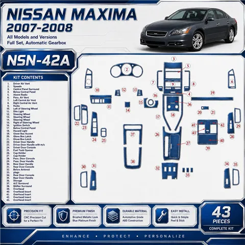 Nissan Maxima 2007-2008 juego completo, Automatic Gear kit de molduras interiores para salpicadero