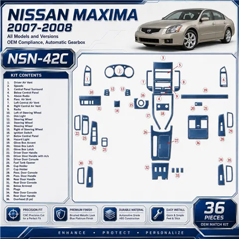 Nissan Maxima 2007-2008 OEM Compliance, Automatic Gear Interior Dashboard Trim Kit Dash Trim Dekor