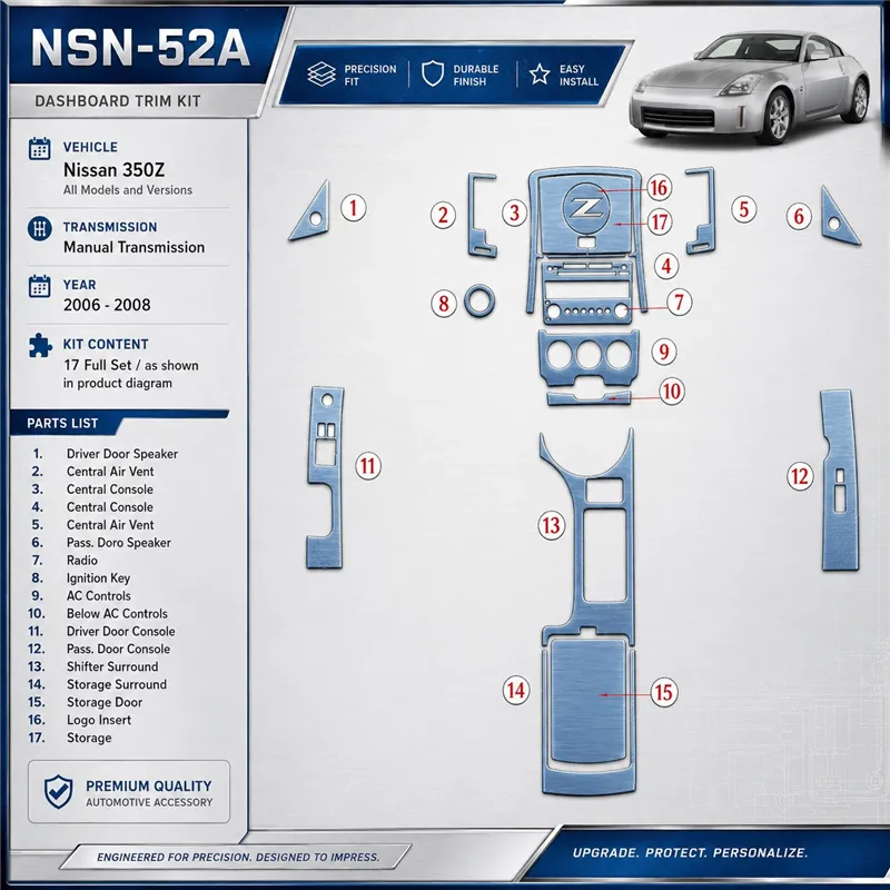 Nissan Z350 2006-2008 Full Set, Manual Gear Box interieur dashboard decoratieset dashboard decor
