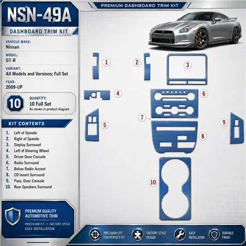 Nissan GT-R 2009-heden Full Set interieur dashboard decoratieset dashboard decor