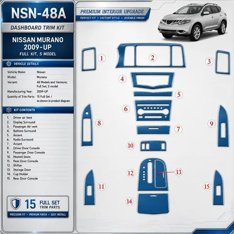 Nissan Murano 2009 - à aujourd’hui kit complet, S model kit décoration intérieure tableau de bord