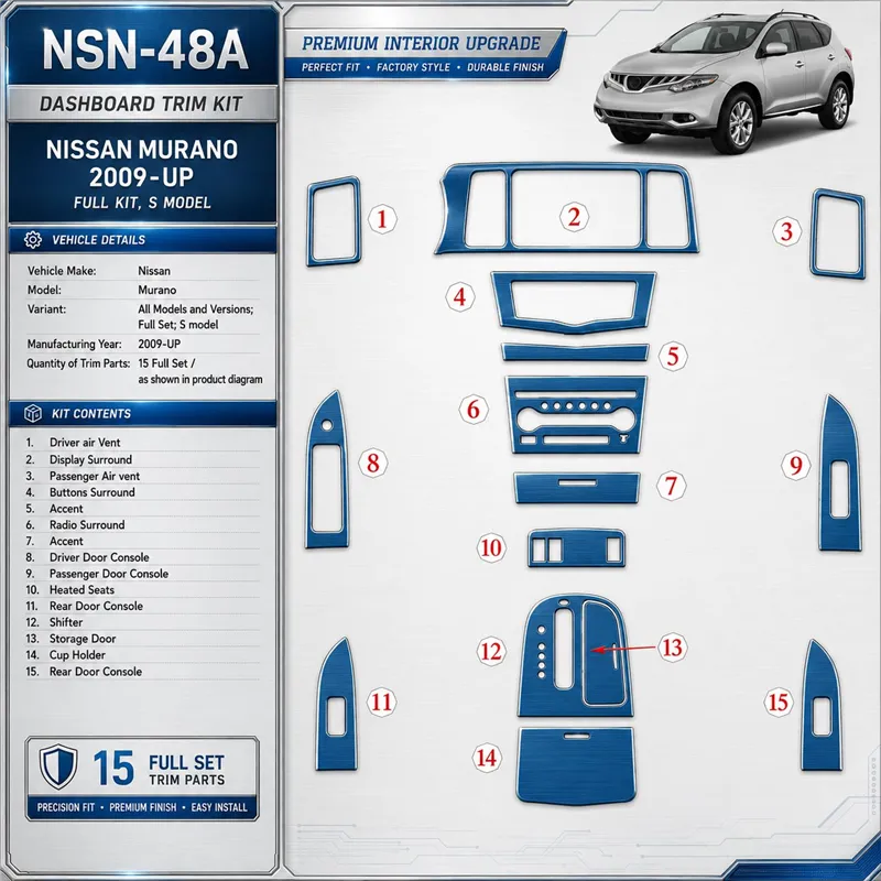 Nissan Murano 2009 - à aujourd’hui kit complet, S model kit décoration intérieure tableau de bord