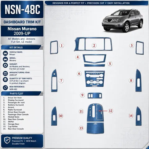 Nissan Murano 2009 - à aujourd’hui kit complet, LE model kit décoration intérieure tableau de bord