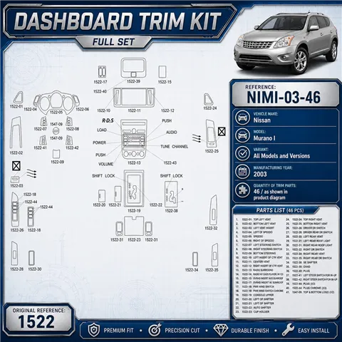 Nissan Murano I 2003 3D Cockpit Dekor Interieurleisten Set 46-teilig