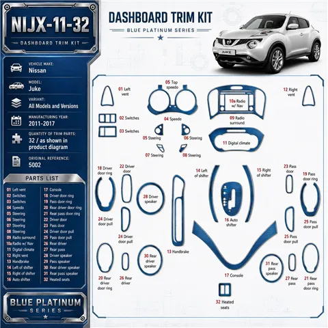 Nissan Juke 2011-2017 3D Interior Dashboard Trim Kit Dash Trim Dekor 32-Parts