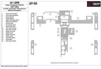 Jeep Compass 2007-2008 Full Set, Automatic Gear, Without NAVI Decor de carlinga su interior