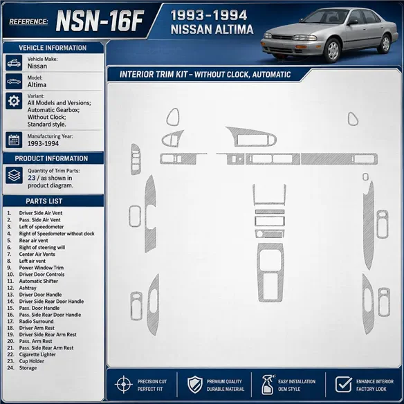 Nissan Altima 1993-1993 3D Cockpit Dekor Interieurleisten Set 23-teilig