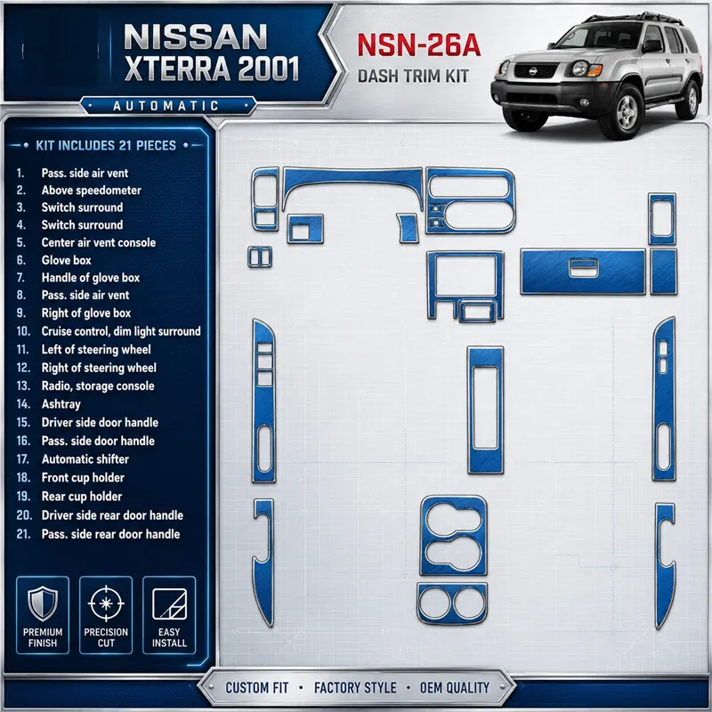 Nissan Xterra 2001-2001 Automatic Gearbox 21 delen set interieur dashboard decoratieset dashboard decor