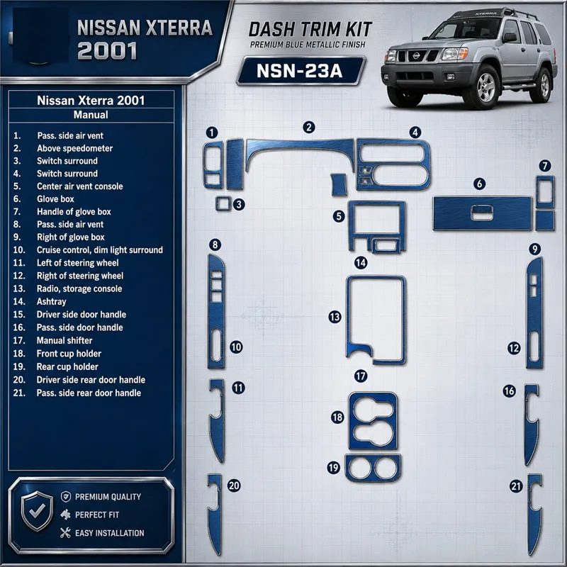 Nissan Xterra 2000-2000 Automatic Gearbox 22 delen set interieur dashboard decoratieset dashboard decor