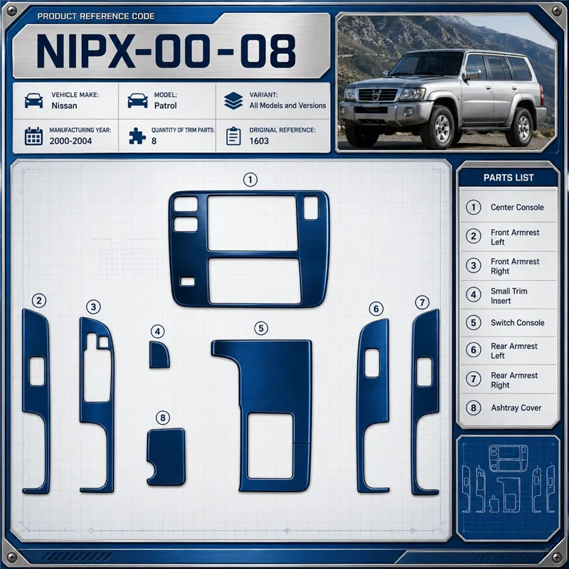 Nissan Patrol 2000-2004 3D Interior Dashboard Trim Kit Dash Trim Dekor 8-Parts