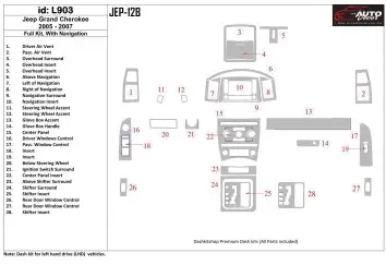 Jeep Grand Cherokee 2005-2007 Full Set, With NAVI BD Interieur Dashboard Bekleding Volhouder