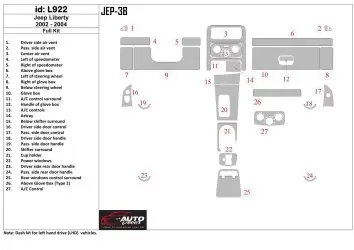 Jeep Liberty 2002-2004 Full Set BD Interieur Dashboard Bekleding Volhouder