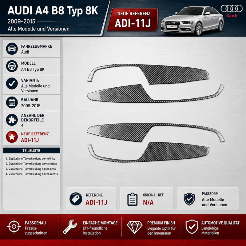 Audi A4 B8 Typ 8K 2009-2015 3D Cockpit Dekor Interieurleisten Set 4-teilig