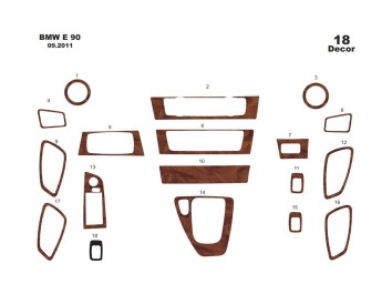 BMW 3 Reeks E90 01.06-12.10 3M 3D Binnendashboard Sier Kit Dashboard Sier Dekor 18-Delen BMW 3 Reeks E90 01.06-12.10 3M 3D Binnendashboard Sier Kit Dashboard Sier Dekor 18-Delen