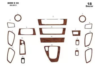 BMW 3 Series E90 01.06-12.10 3D Decor de carlinga su interior del coche 18-Partes